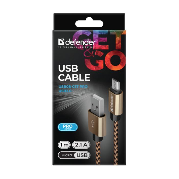 Дата кабель USB 2.0 AM to Micro 5P 1.0m USB08-03T red Defender (87801) изображение 4