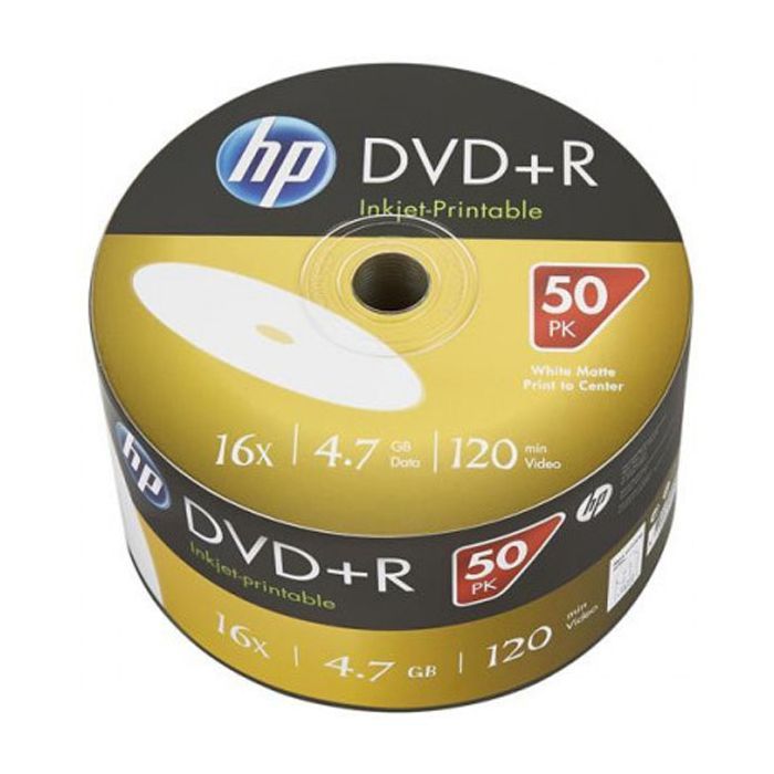 Диск DVD HP DVD+R 4.7GB 16X IJ PRINT 50шт (69304/DRE00070WIP-3)