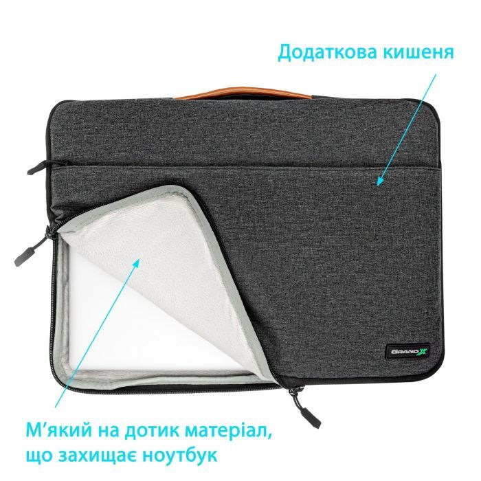 Чехол для ноутбука Grand-X 13'' SLX Dark Grey (SLX-13D) изображение 4
