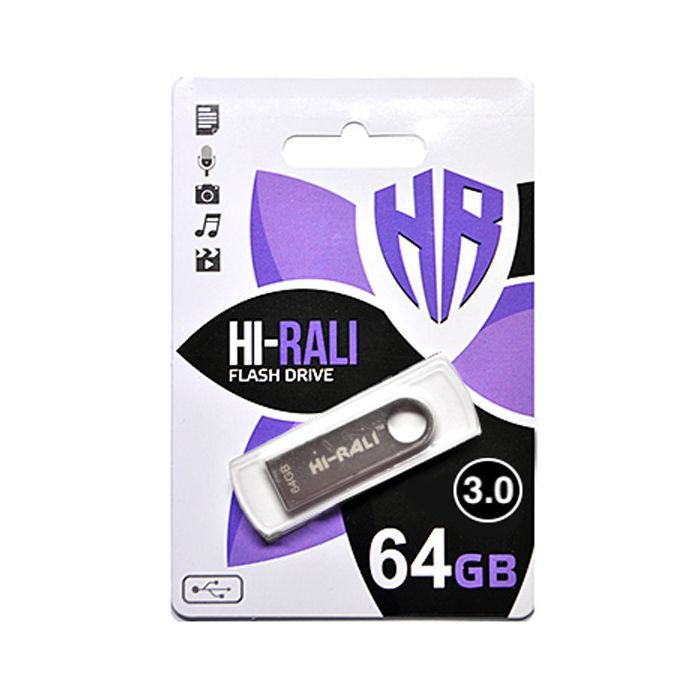 USB флеш накопитель Hi-Rali 64GB Shuttle Series Silver USB 2.0 (HI-64GBSHSL)