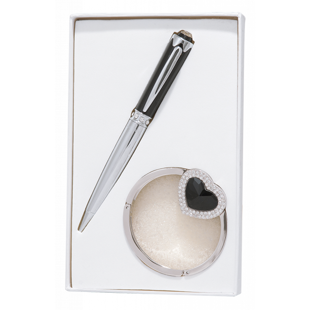 Ручка шариковая Langres набор ручка + крючок для сумки Crystal Черный (LS.122028-01)