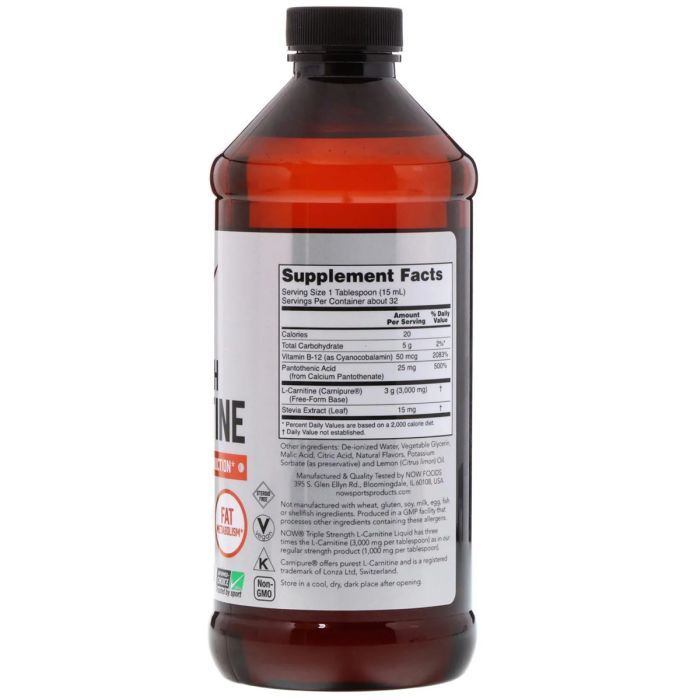 Амінокислота Now Foods L-Карнітин, 3000 мг, Рідкий з цитрусовим смаком, L-Carnitine (NOW-00064) зображення 2
