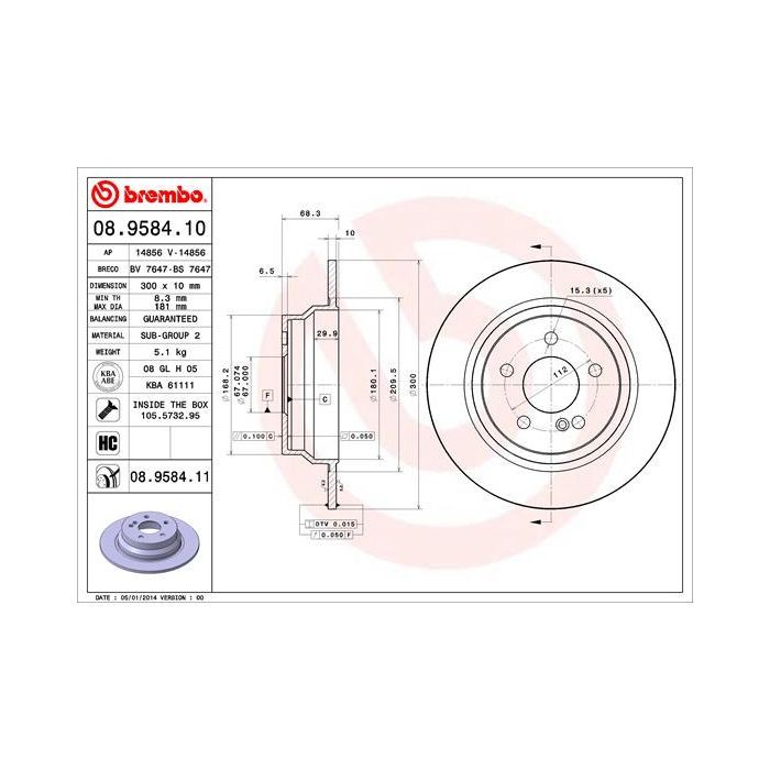 Тормозной диск Brembo 08.9584.11