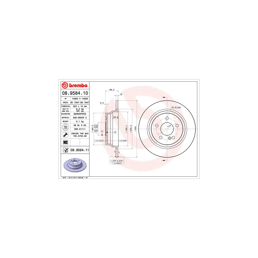 Тормозной диск Brembo 08.9584.11