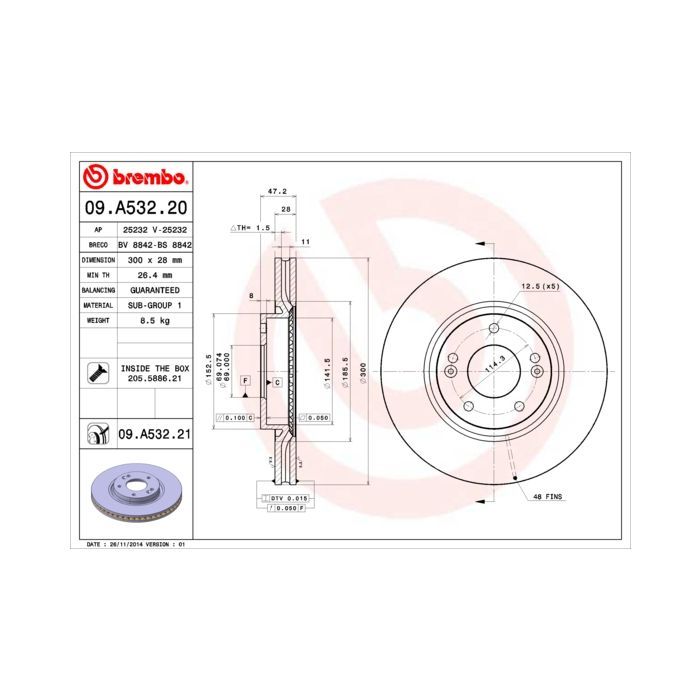 Тормозной диск Brembo 09.A532.20