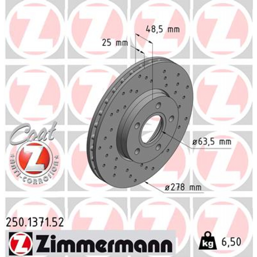 Гальмівний диск ZIMMERMANN 250.1371.52