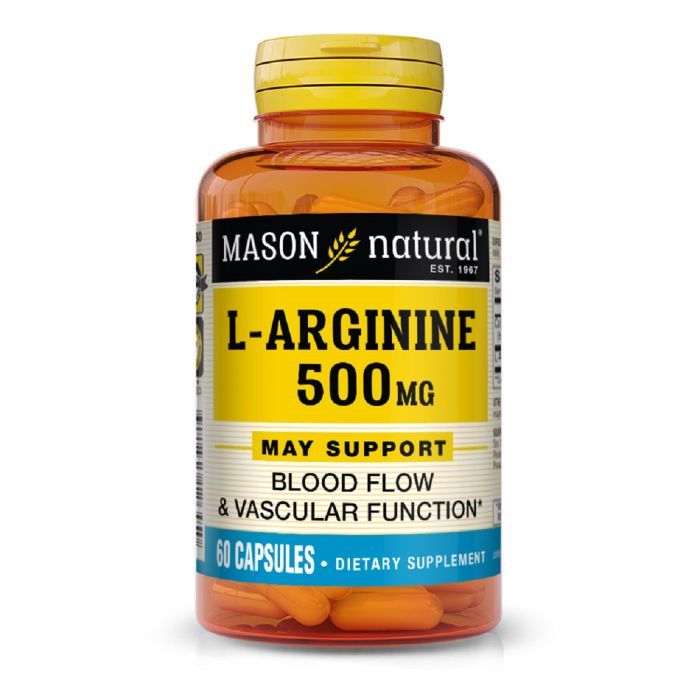 Аминокислота Mason Natural L-Аргинин 500 мг, L-Arginine, 60 капсул (MAV-12645)