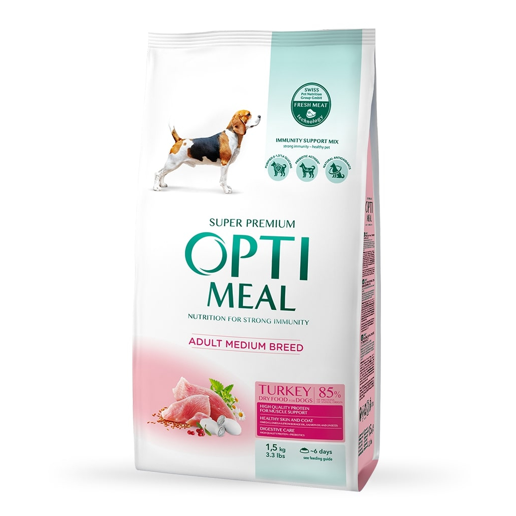 Сухой корм для собак Optimeal для средних пород со вкусом индейки 1.5 кг (4820083905407)