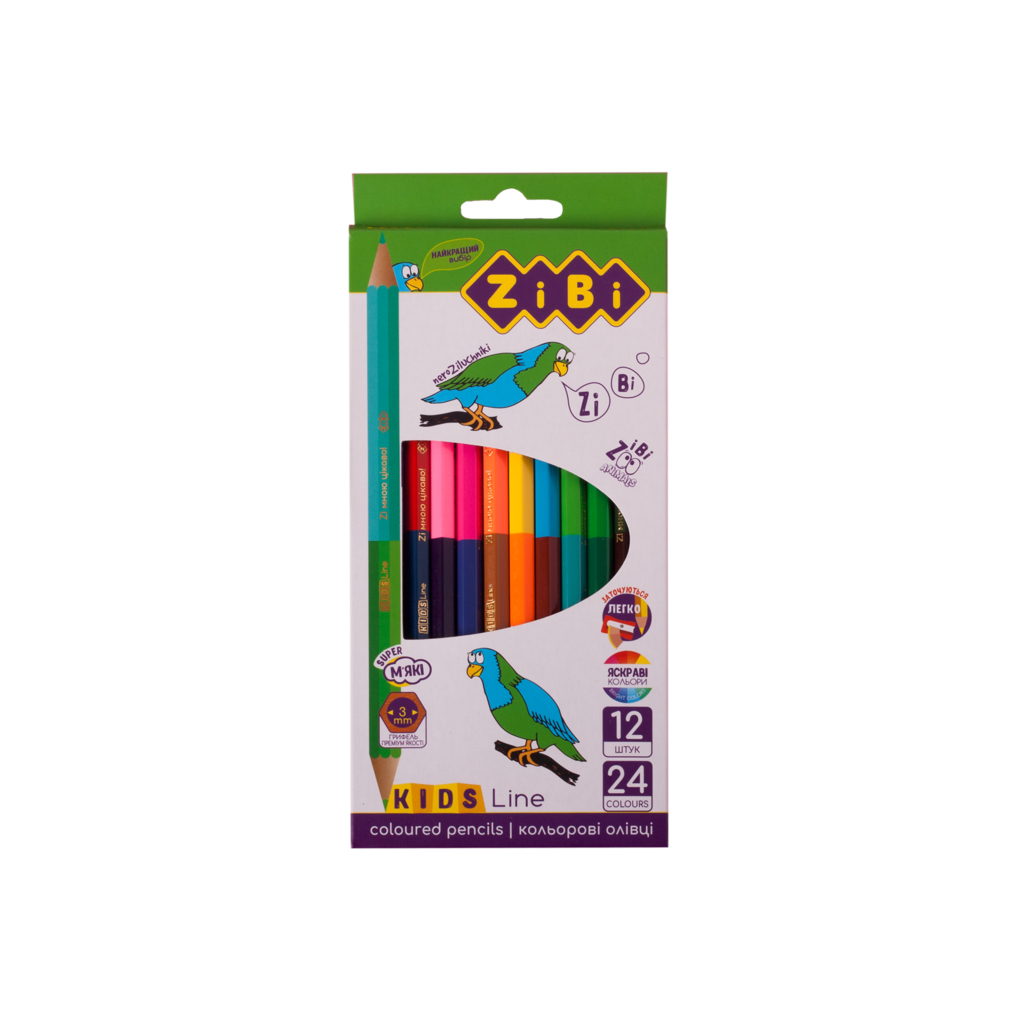 Карандаши цветные ZiBi Kids line Double 6 шт. 12 цветов (ZB.2462)
