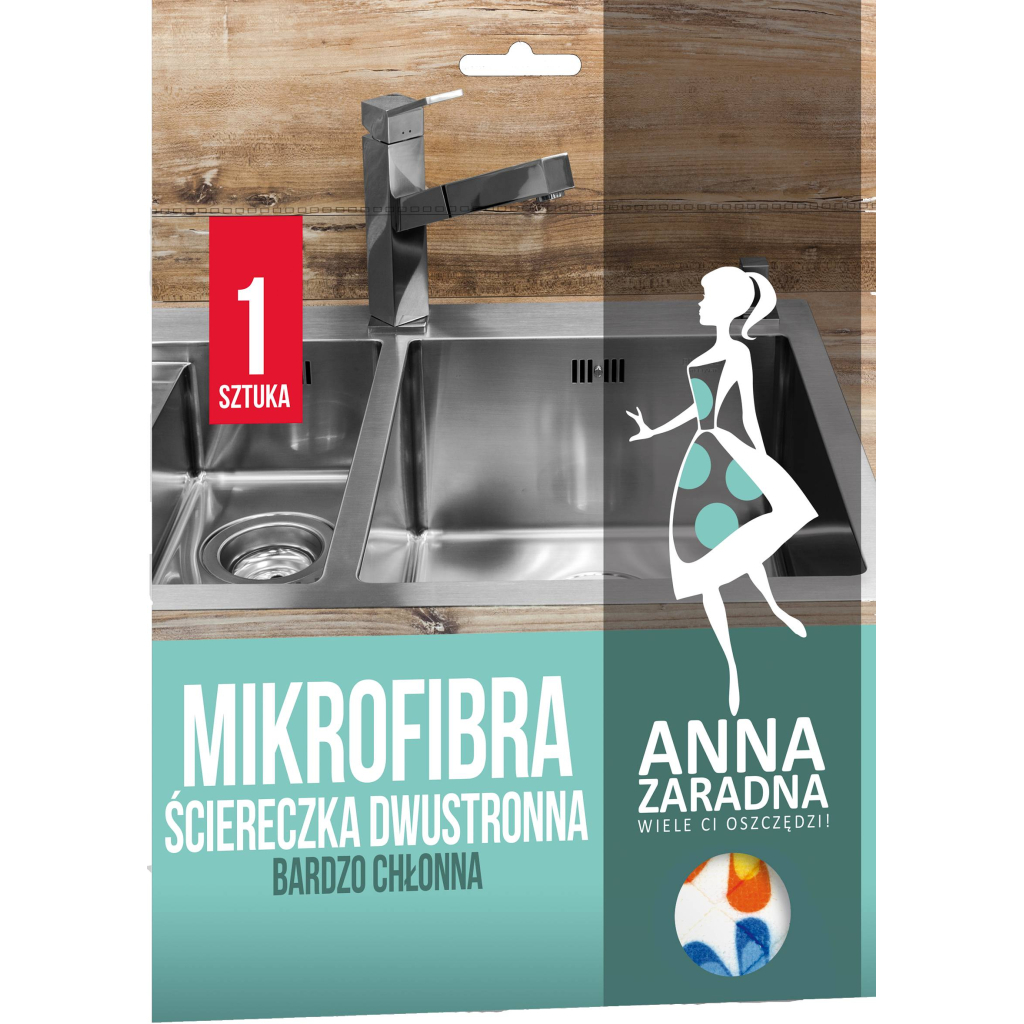 Салфетки для уборки Anna Zaradna из микрофибры двухсторонняя 1 шт. (5903936017676)