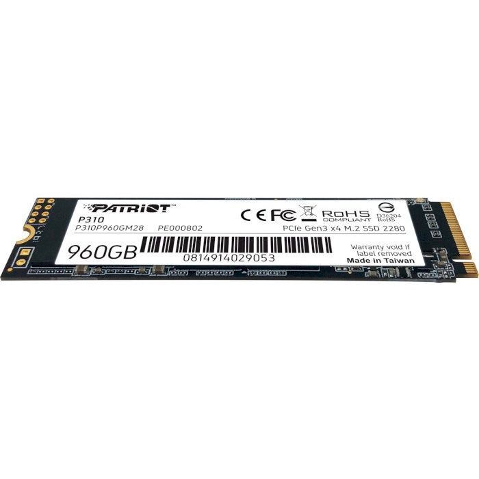 Накопитель SSD M.2 2280 960GB Patriot (P310P960GM28) изображение 4