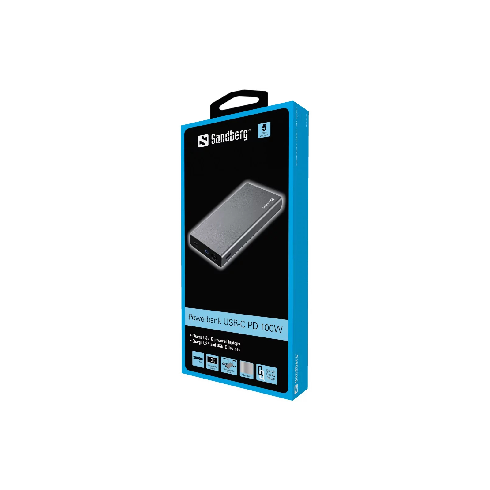 Батарея універсальна Sandberg 20000mAh, PD/88W+12W, USB-C, USB-A output: 5V/2.4A (12W max) (420-52) зображення 2