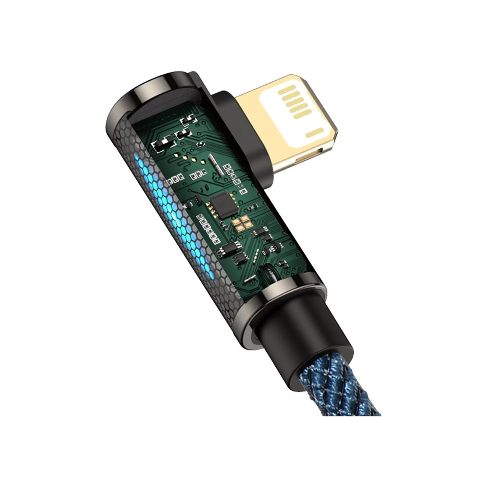 Дата кабель USB 2.0 AM to Lightning 1.0m CACS 2.4A 90 Legend Series Elbow Blue Baseus (CACS000003) изображение 6