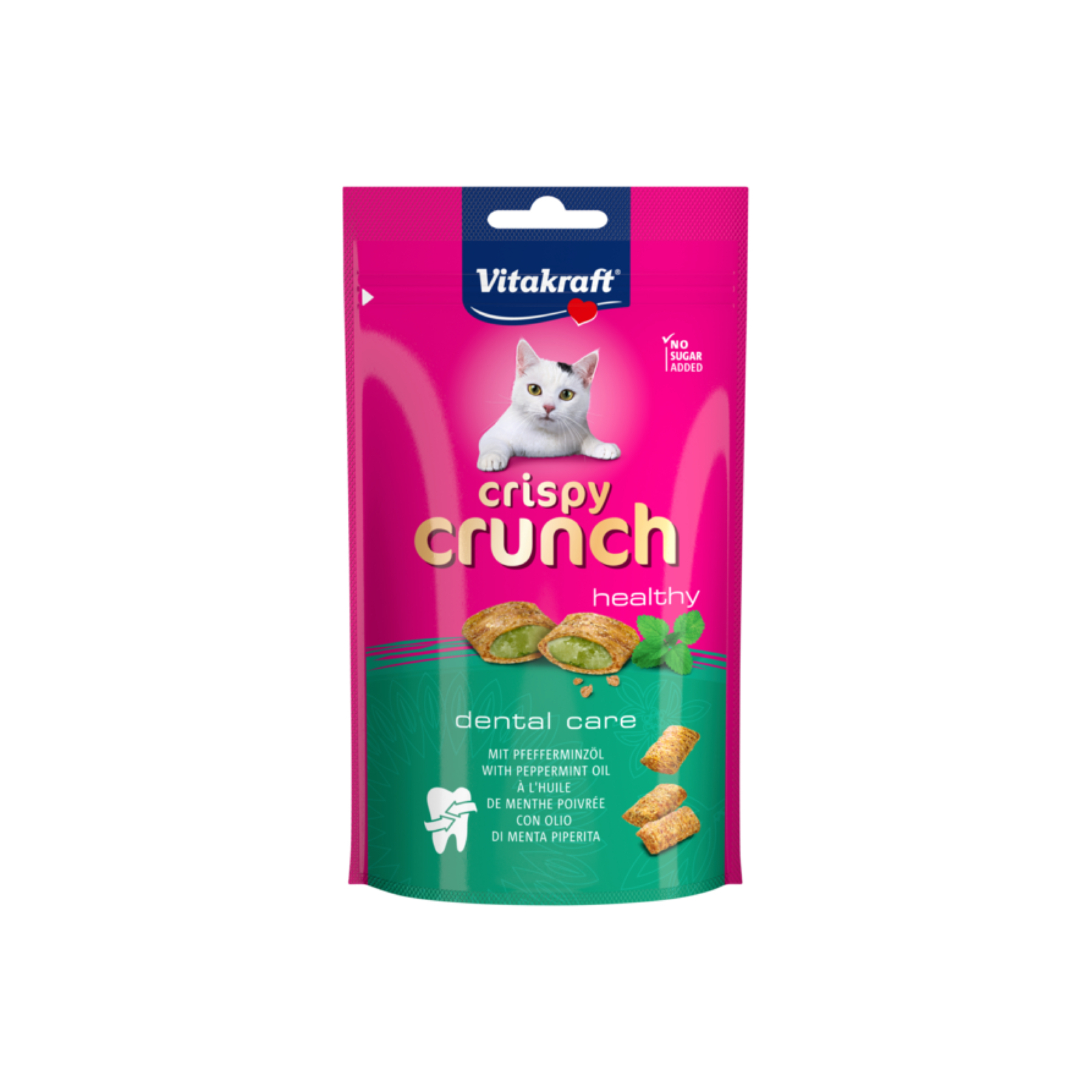 Лакомство для котов Vitakraft Crispy Crunch подушечки для зубов с мятой 60 г (4008239288134)