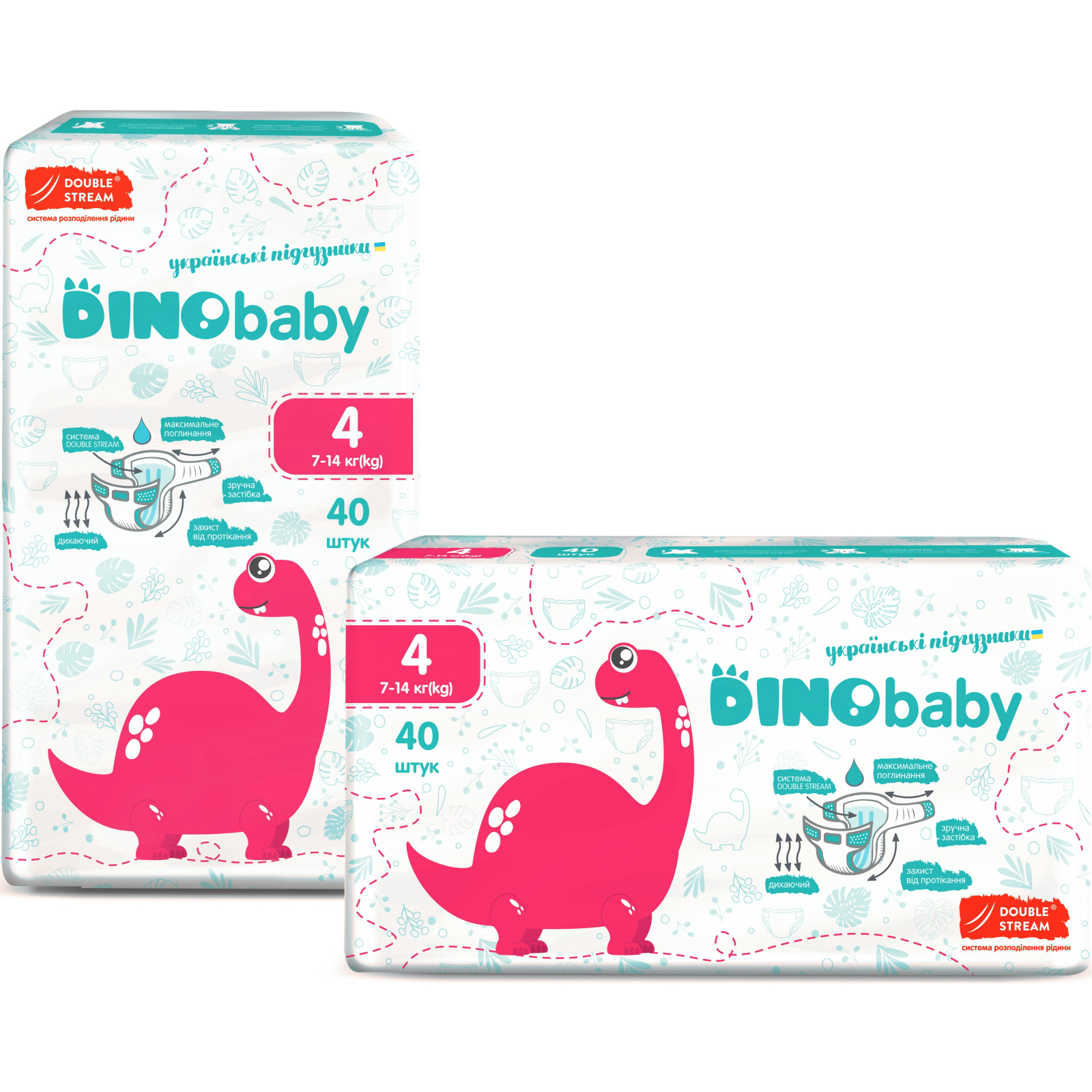 Підгузки Dino Baby Розмір 4 (7-14 кг) 40 шт (4823098410591) зображення 2