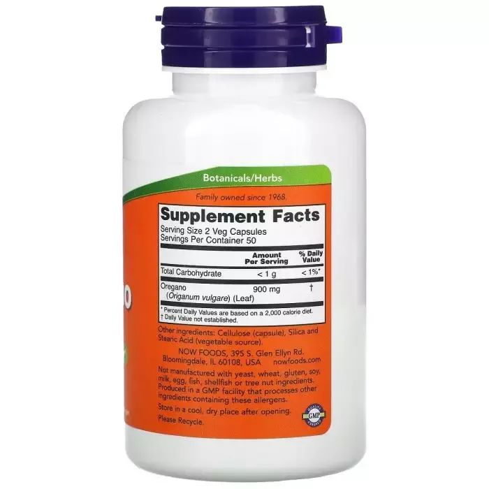 Травы Now Foods Орегано, 450 мг, Oregano, 100 вегетарианских капсул (NOW-04724) изображение 2