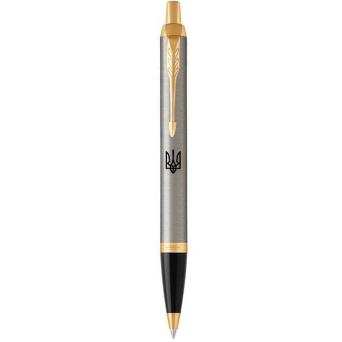 Ручка шариковая Parker IM 17 UKRAINE Brushed Metal GT BP Трезубец (22232_TR)