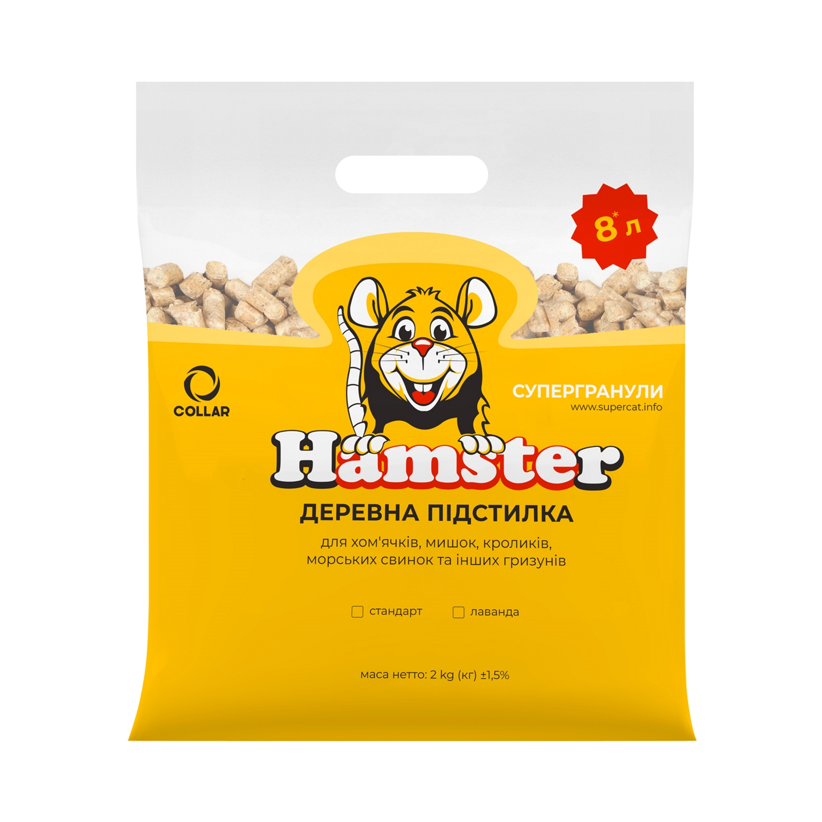 Наповнювач для туалету Super Cat Hamster Деревний вбирний з запахом лаванди 800 г (5055)