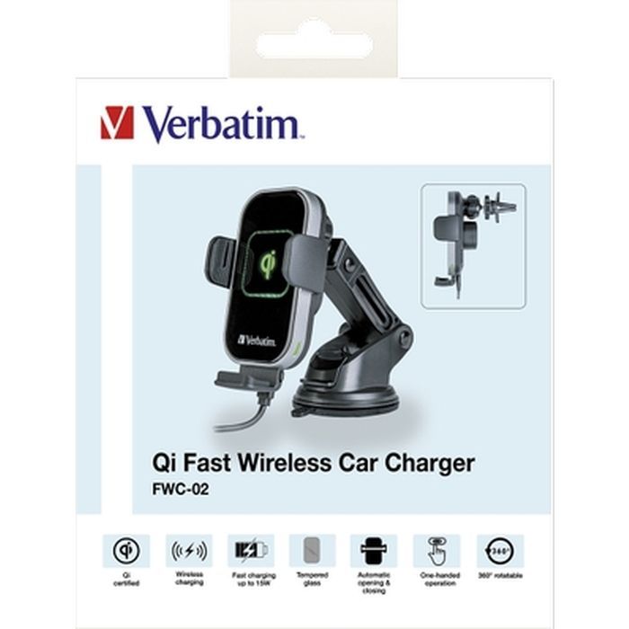 Универсальный автодержатель Verbatim FWC-02 with Qi Fast Wireless Car Charger (49553) изображение 12