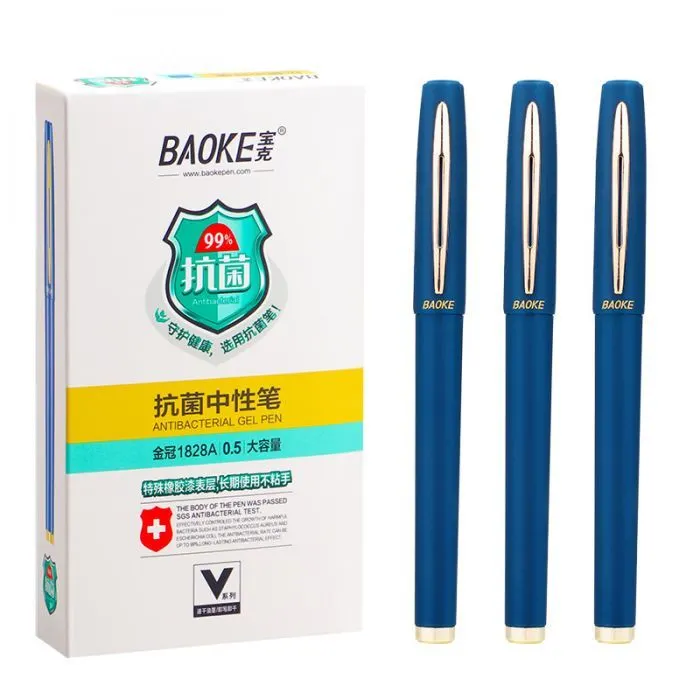 Ручка гелевая Baoke антибактериальное покрытие софт 0.5 мм, синяя (PEN-BAO-1828A-BL) изображение 2