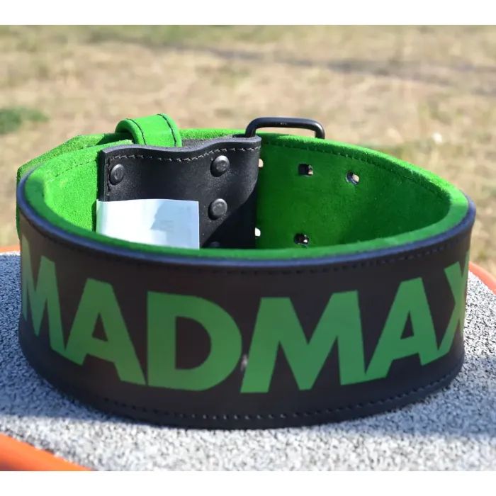 Атлетичний пояс MadMax MFB-302 Quick Release Belt шкіряний Black/Green M (MFB-302_M) зображення 5