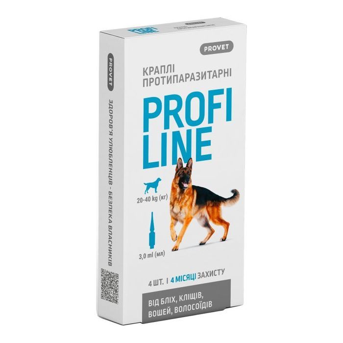 Капли для животных ProVET Profiline инсектоакарицид для собак 20-40 кг 4/3 мл (4823082431021)