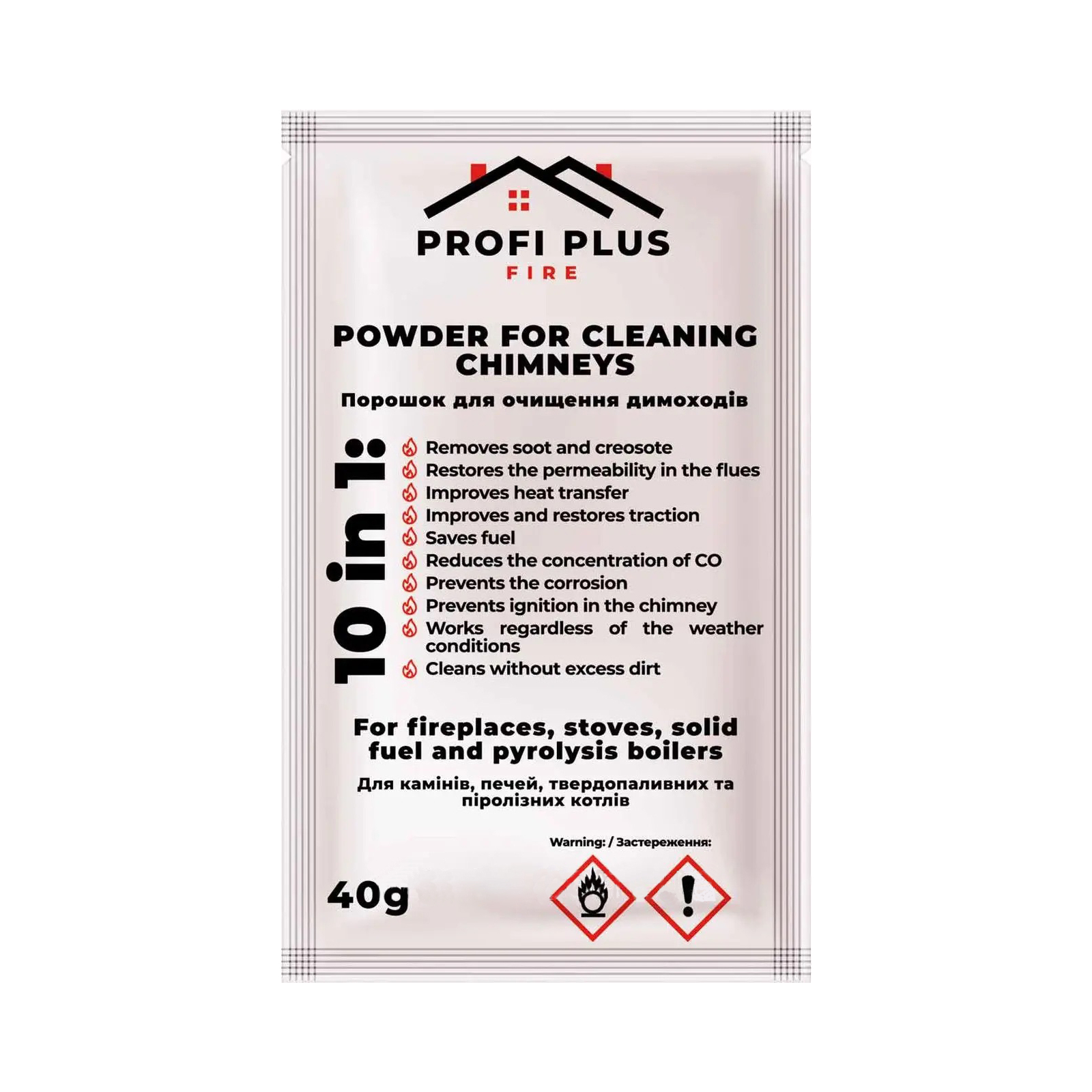Средство для чистки каминов Profi Plus Порошок для очистки дымоходов 40 г (5414528003880)