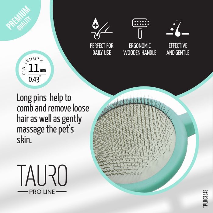 Гребінець для тварин Tauro Pro Line круглий M, зубці 11 мм mint (TPLB63543) зображення 4