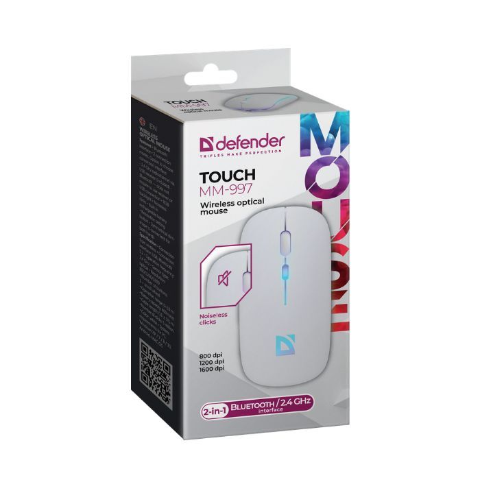 Мышка Defender Touch MM-997 Silent Wireless RGB White (52998) изображение 4