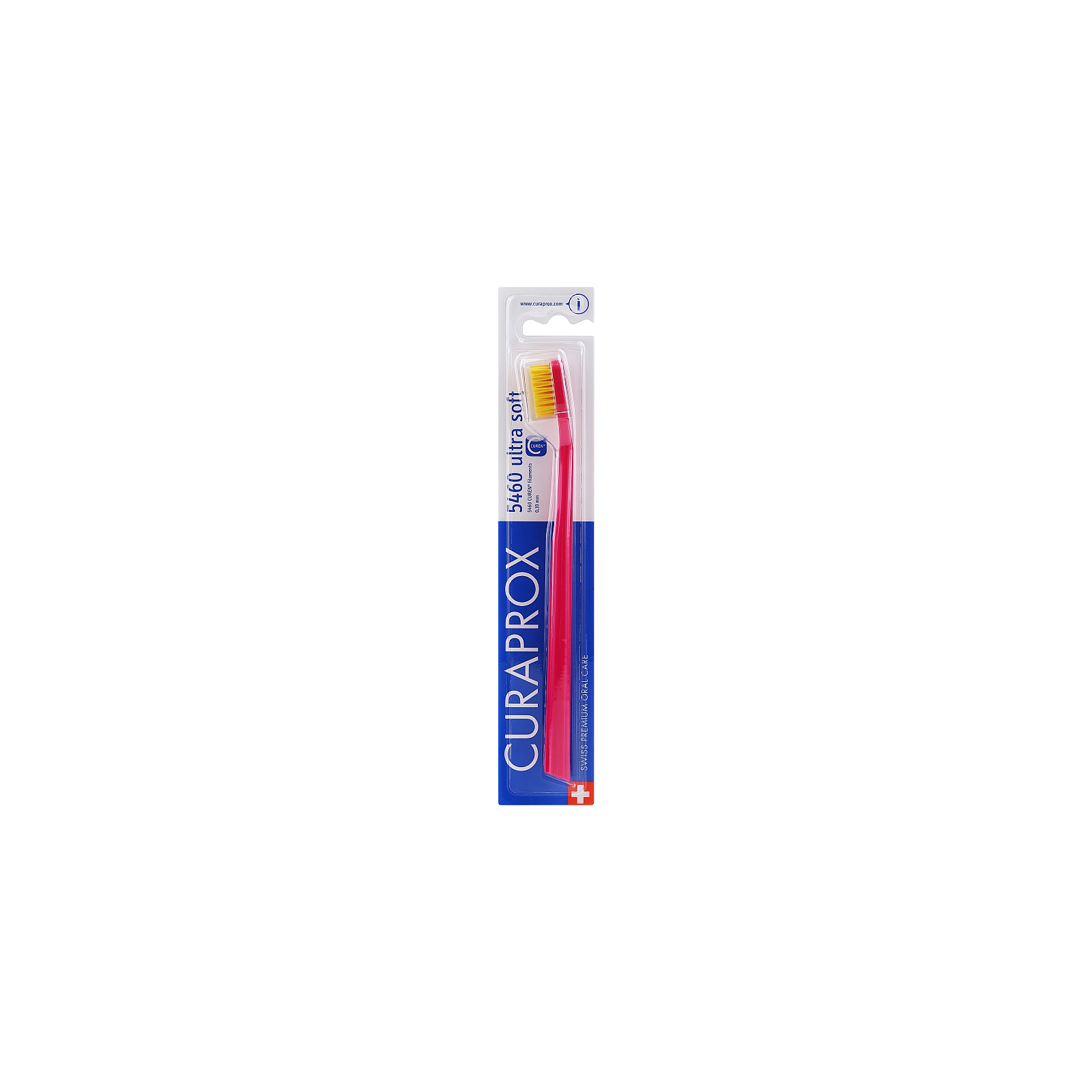 Зубна щітка Curaprox CS 5460 Ultra Soft Ультрам'яка D 0.10 мм Малинова з жовтою щетиною (CS 5460-09)