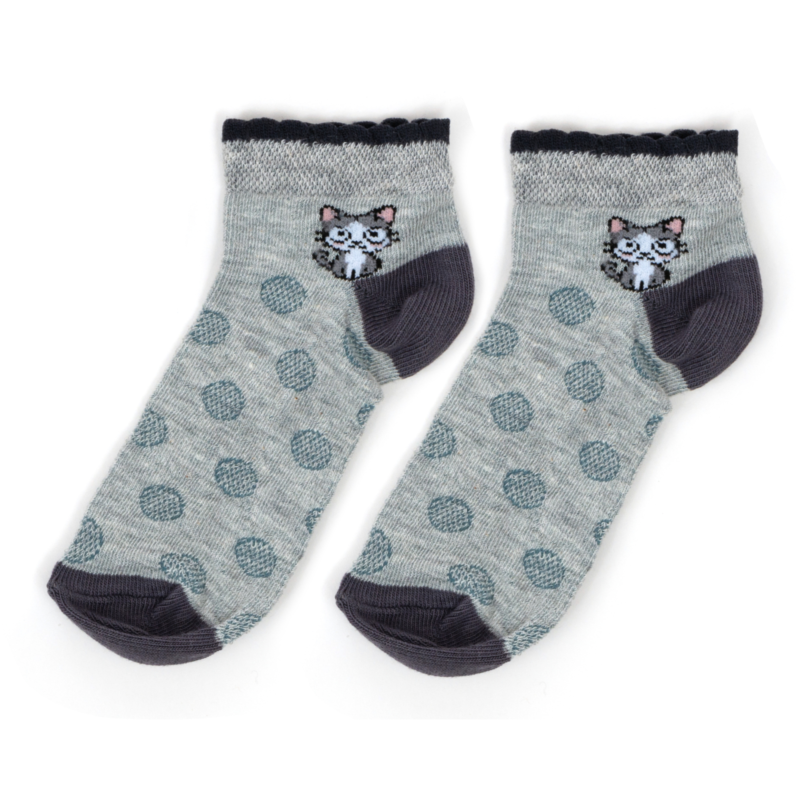 Шкарпетки дитячі BNM з котиком (M0C0201-0118-7G-grayblue) зображення 3