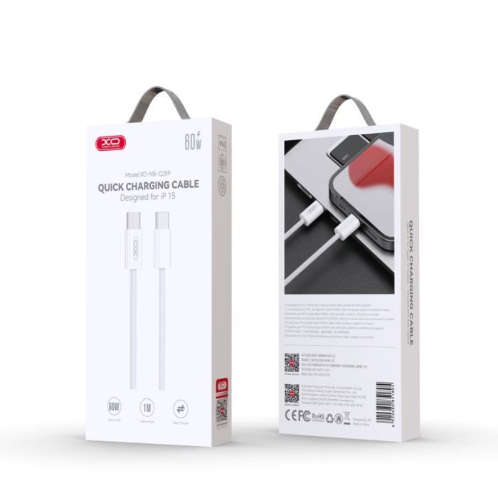 Дата кабель USB-C to USB-C NB-Q259 60W White XO (XO-NB-Q259-WH) зображення 5