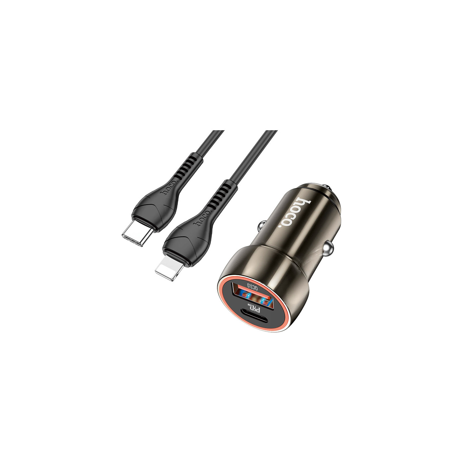 Зарядное устройство HOCO Z46A USB-A/Type-C Metal Gray (6931474770356) изображение 2