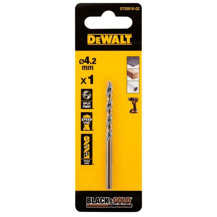 Сверло DeWALT по металлу Black & Gold,HSS-G, 4.2 х 75 х 43 мм (DT20518)