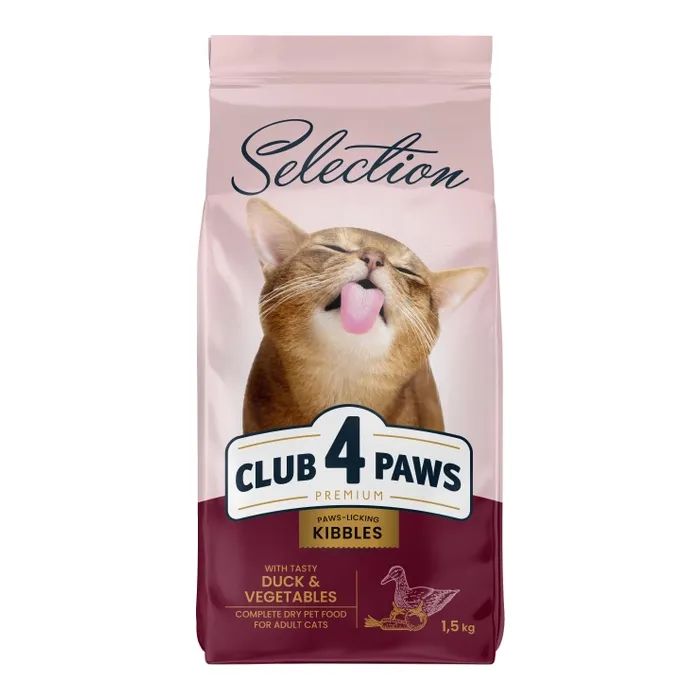 Сухий корм для кішок Club 4 Paws Selection Преміум З качкою та овочами 1.5 кг (4820215369145)