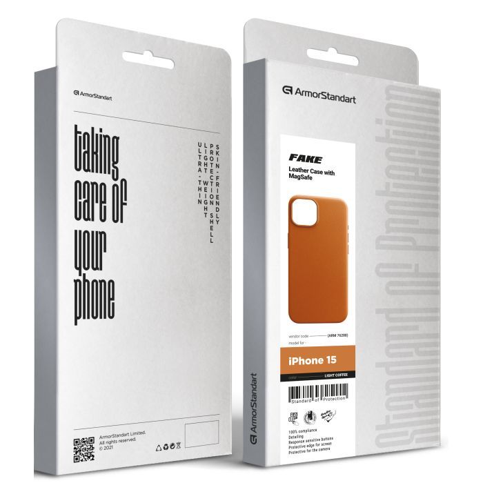 Чехол для мобильного телефона Armorstandart FAKE Leather Case Apple iPhone 15 Grey (ARM76289) изображение 5