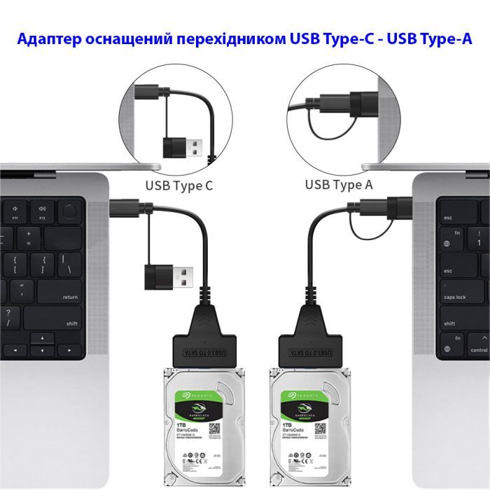 Адаптер USB3.0 Type-A/C HDD 2,5" SATA II/III / SSD Dynamode (DM-AD-SATA-U3) зображення 4