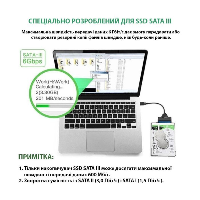 Адаптер USB3.0 Type-A/C HDD 2,5" SATA II/III / SSD Dynamode (DM-AD-SATA-U3) зображення 8