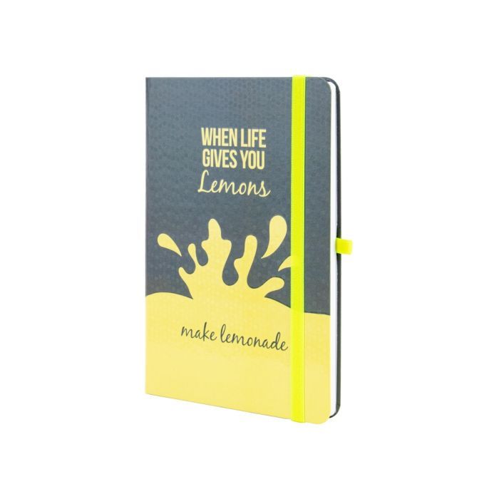 Книга записная Optima А5 LEMONADE, твердая обложка, резинка, линия (O20812-40)