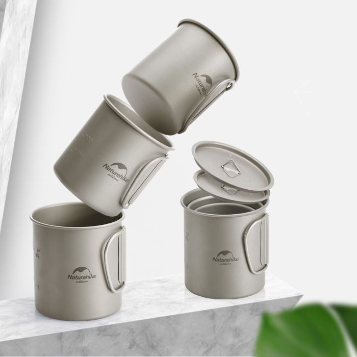 Чашка туристическая Naturehike NH20CJ005 титанова з ручкою 300 мл (6927595745779) изображение 2