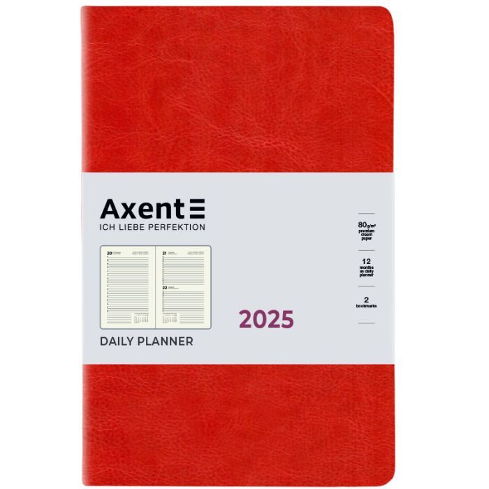 Еженедельник Axent датированный 2025 Partner City Soft 145х210 мм, красный (8821-25-03-A)