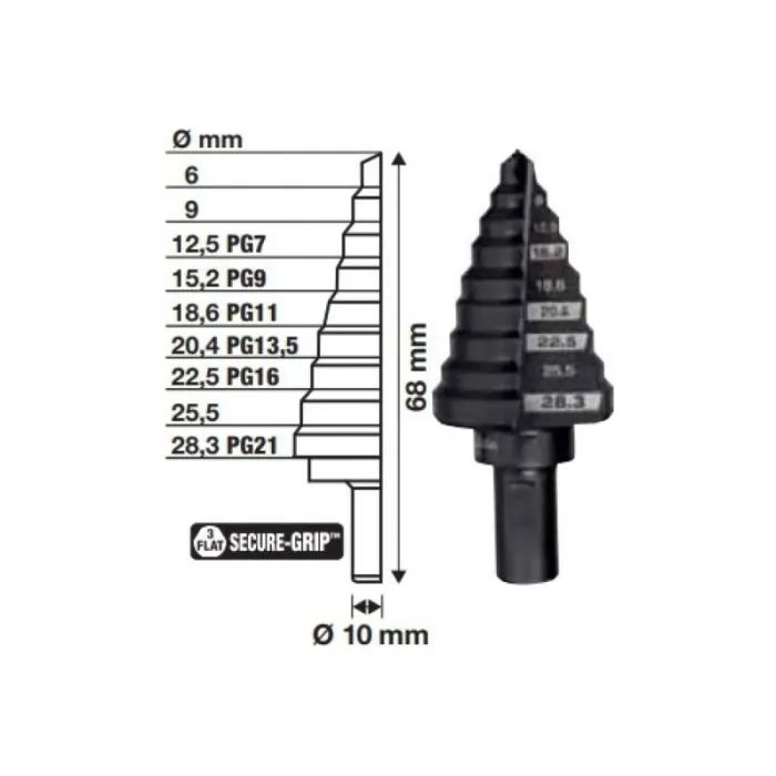 Сверло Milwaukee ступенчатое Step Drill, для электриков PG7-PG21 с шагом 2мм (48899321) изображение 2