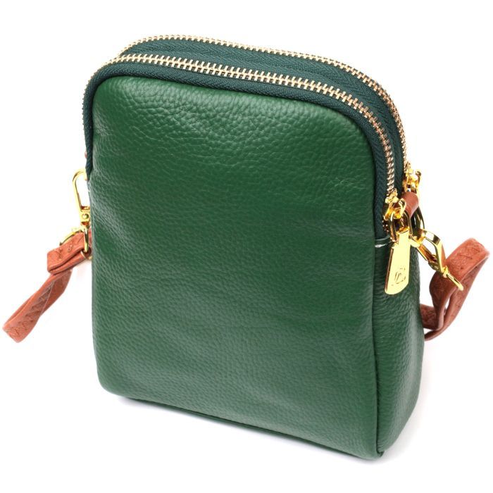 Сумка Vintage Трапеция из натуральной кожи Зеленая (22268) изображение 2
