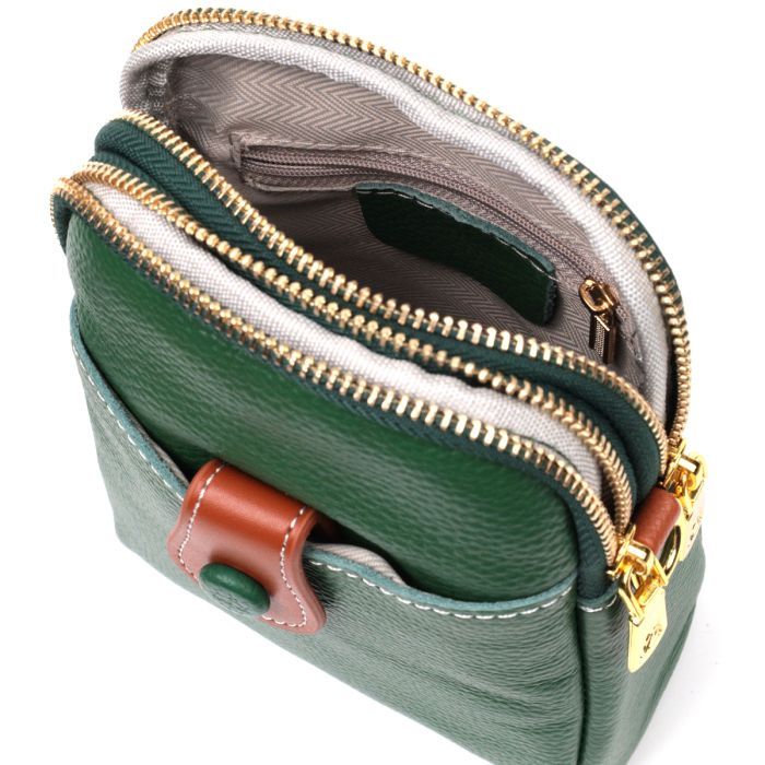 Сумка Vintage Трапеция из натуральной кожи Зеленая (22268) изображение 7