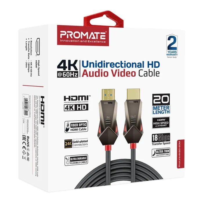 Кабель мультимедійний HDMI M to HDMI M 20.0m V2.0 Promate (prolink4k60-20m) зображення 2