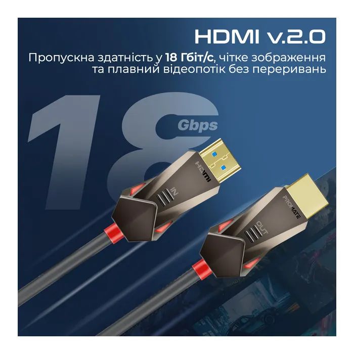 Кабель мультимедійний HDMI M to HDMI M 20.0m V2.0 Promate (prolink4k60-20m) зображення 4