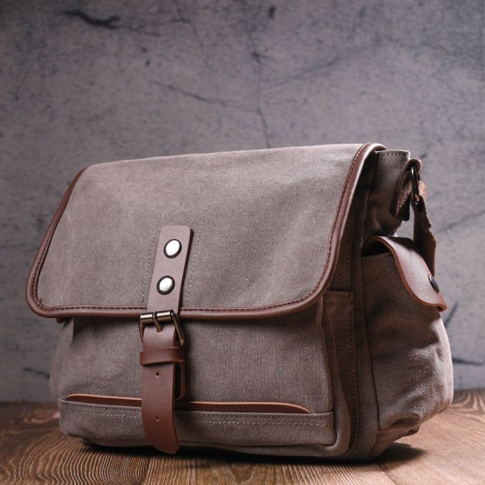 Сумка Vintage Мужская из текстиля Серая (21248) изображение 10