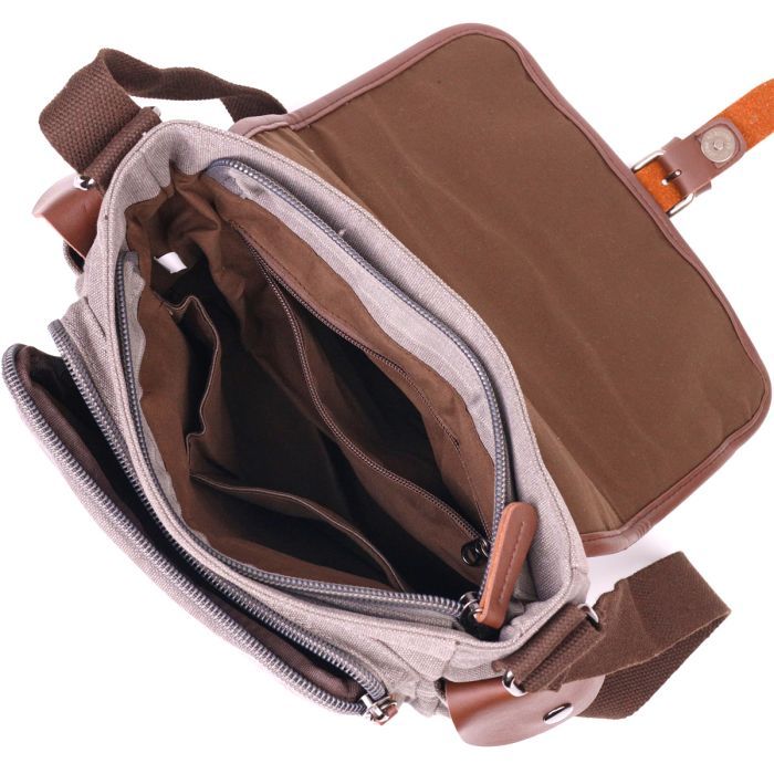 Сумка Vintage Мужская из текстиля Серая (21248) изображение 6