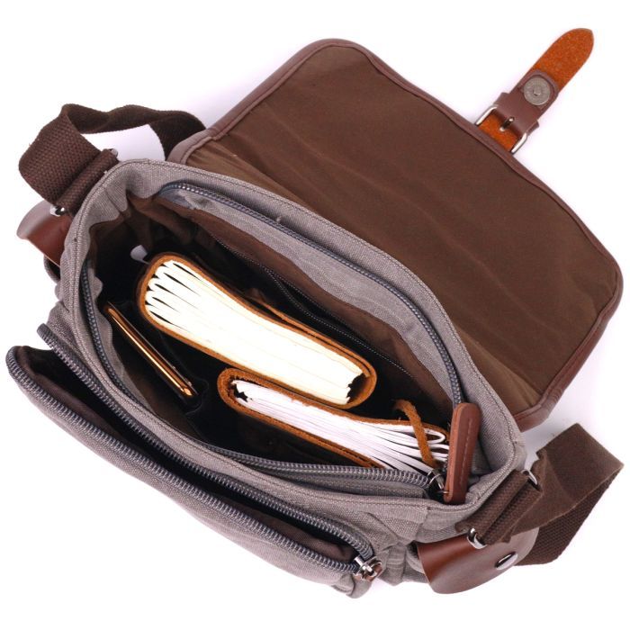 Сумка Vintage Мужская из текстиля Серая (21248) изображение 7