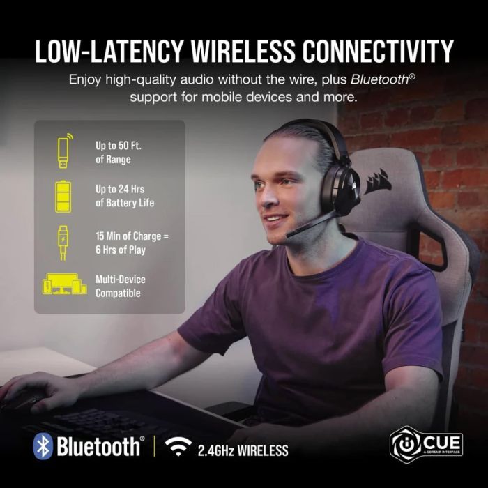 Наушники Corsair HS55 Wireless Gaming Dolby 7.1 Carbon (CA-9011280-EU) изображение 10